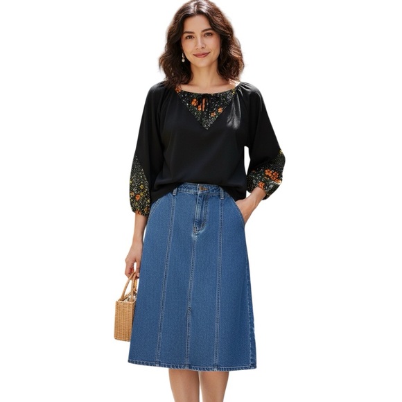 Vintage Tops - 💜 Host Pick Vintage 70s Miss Charm Black and Floral Boho Top Medium/Large